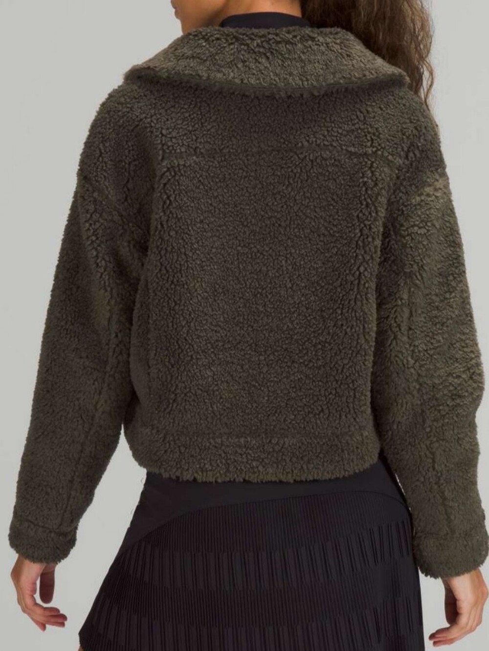 Lululemon Textured Fleece Button Jacket Dark Olive - Size 8 - Picture 13 of 14